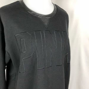 Victoria Secret Black Sweatshirt with leather trim